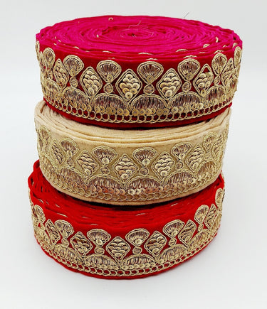 Velvet Embroidered Sequins Trim Indian Sari Border, Sequin Trimming, Sequinned Lace
